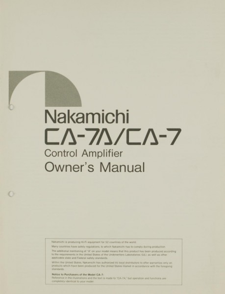 Nakamichi CA-7A / CA-7 Operating Instructions
