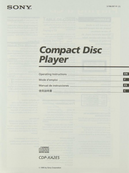 Sony CDP-XA 2 ES Manual