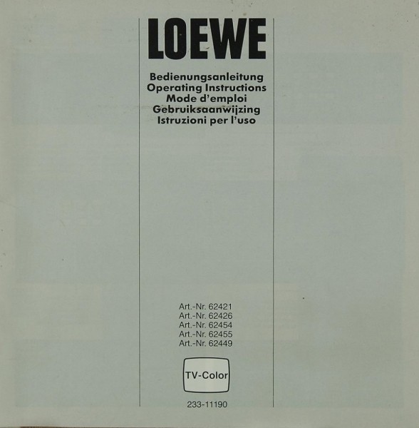 Loewe Art.-Nr.: 62421 / 62426 / 62454 / 62455 / 62449 Bedienungsanleitung