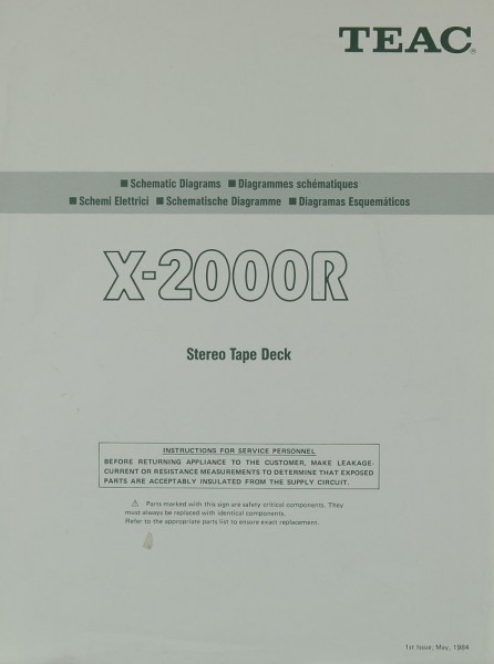 Teac X-2000 R Schaltplan / Serviceunterlagen