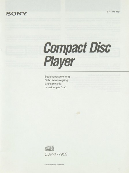 Sony CDP-X 779 ES Bedienungsanleitung