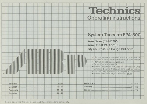 Technics EPA-500 Operating Instructions