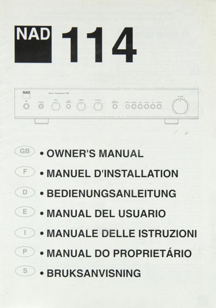 NAD 114 Operating Instructions