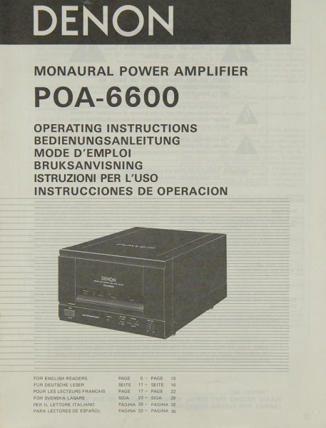 Denon POA-6600 Bedienungsanleitung