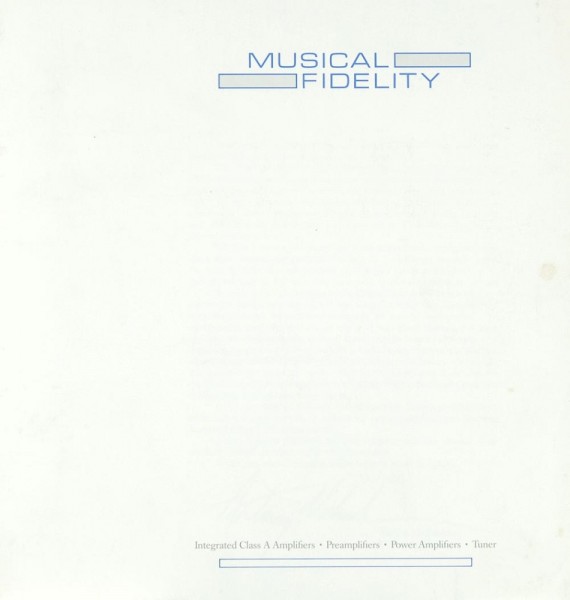 Musical Fidelity Miscellaneous Brochure / Catalogue