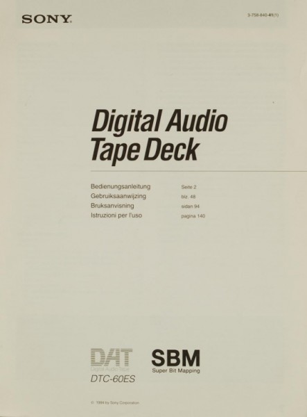 Sony DTC-60 ES User Manual