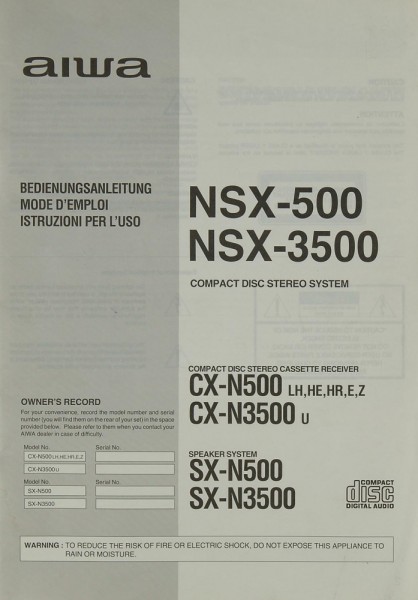 Aiwa NSX-500 / 3500 Bedienungsanleitung
