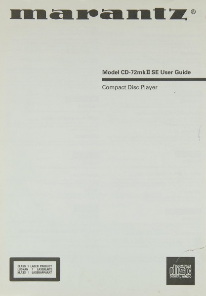 Marantz CD-72 MK II SE SE User Manual