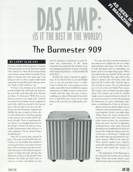 Burmester 909 brochure / catalogue