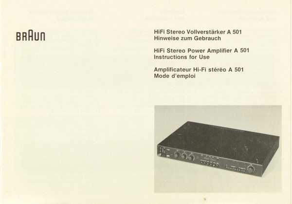 Braun A 501 Manual