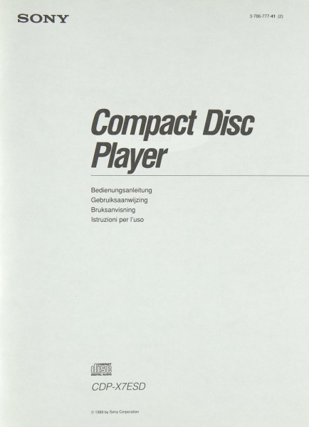 Sony CDP-X 7 ESD User Manual