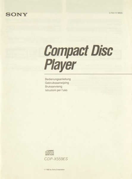 Sony CDP-X 559 ES User Manual