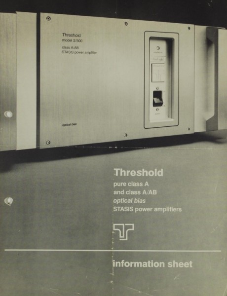 Threshold Models: SA/1 SA/2 SA/3 S/200 S/300S/500 Brochure / Catalogue