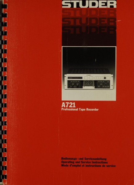 Studer A 721 Operating Instructions
