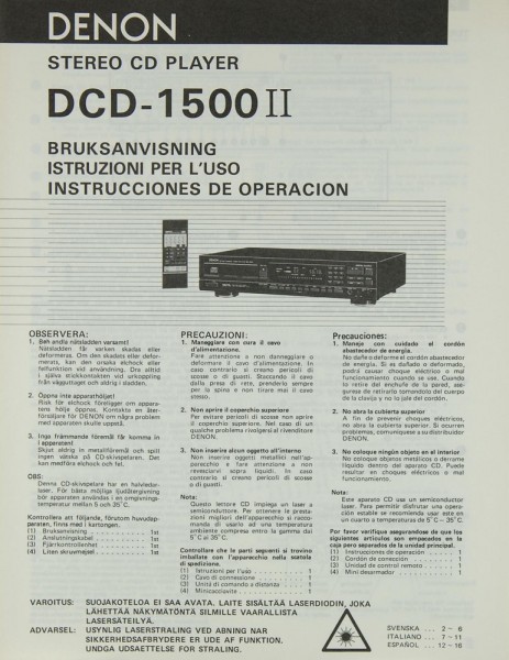 Denon DCD-155 II Operating Instructions