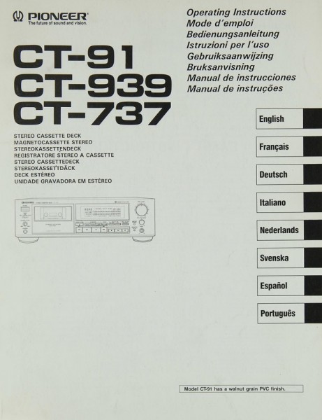 Pioneer CT-91 / CT-939 / CT-737 Bedienungsanleitung