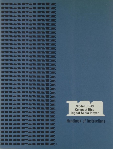 Marantz CD-73 Operating Instructions
