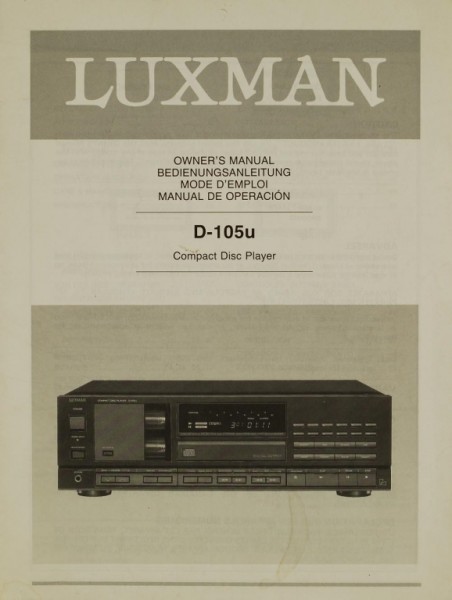Luxman D-105 u Operating Instructions