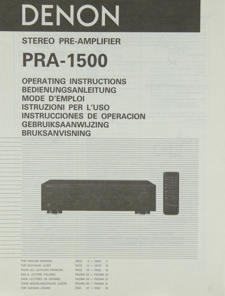 Denon PRA-1500 Operating Instructions
