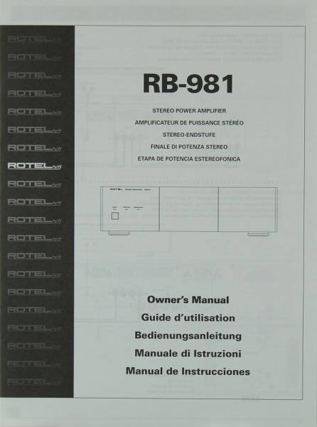 Rotel RB-981 Bedienungsanleitung