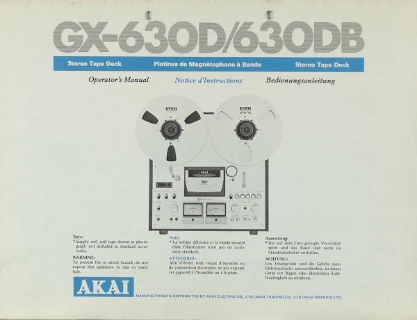Akai GX-630 D / 630 DB Manual