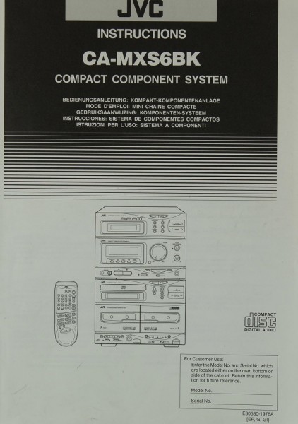 JVC CA-MXS 6 BK Manual