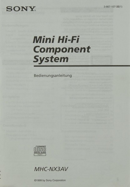 Sony MHC-NX 3 AV Manual