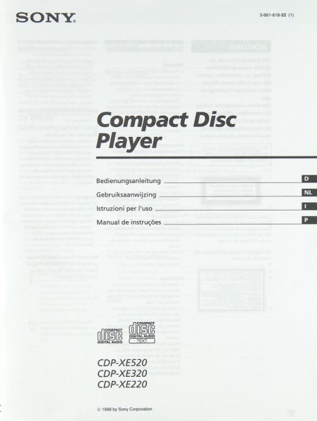 Sony CDP-XE 520 / CDP-XE 320 / CDP-XE 220 Operating Instructions