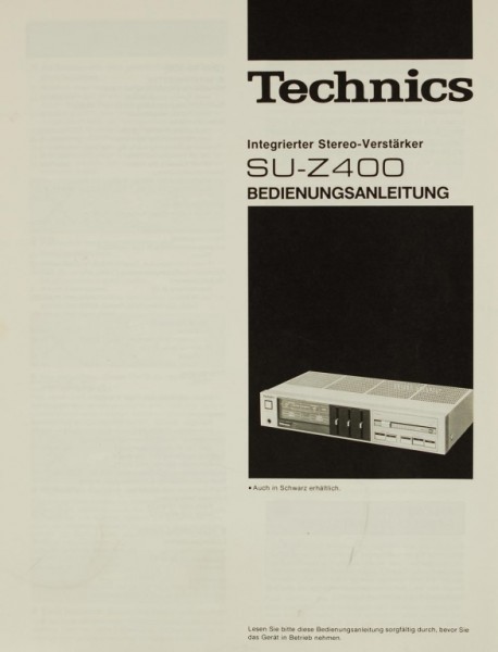 Technics SU-Z 400 Operating Instructions