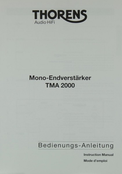 Thorens TMA 2000 Bedienungsanleitung