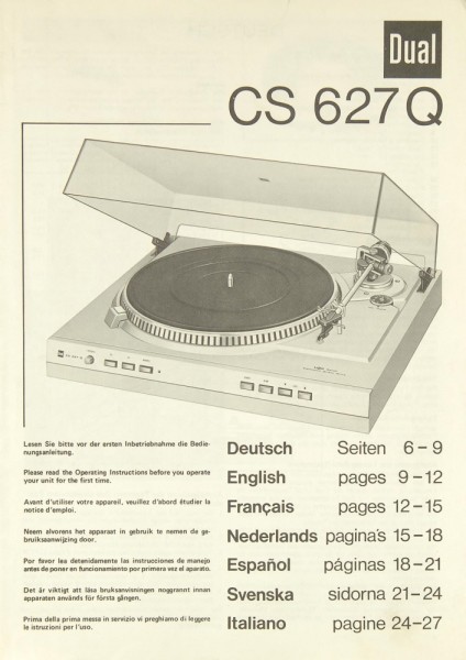Dual CS 627 Q Manual