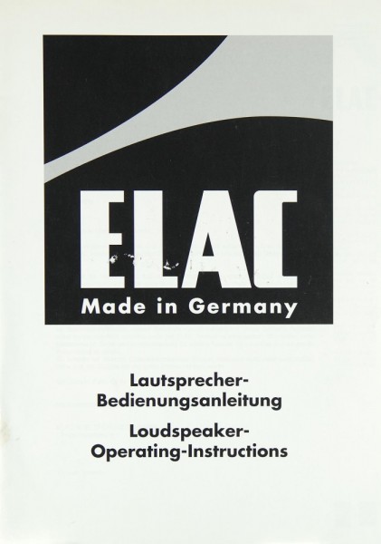 Elac CL 202 Operating Instructions