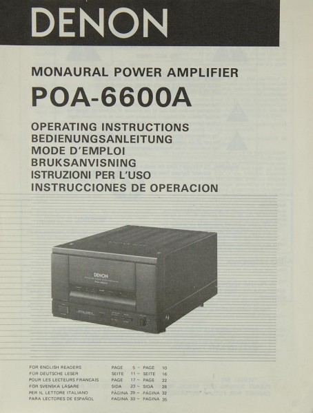 Denon POA-6600 A Bedienungsanleitung