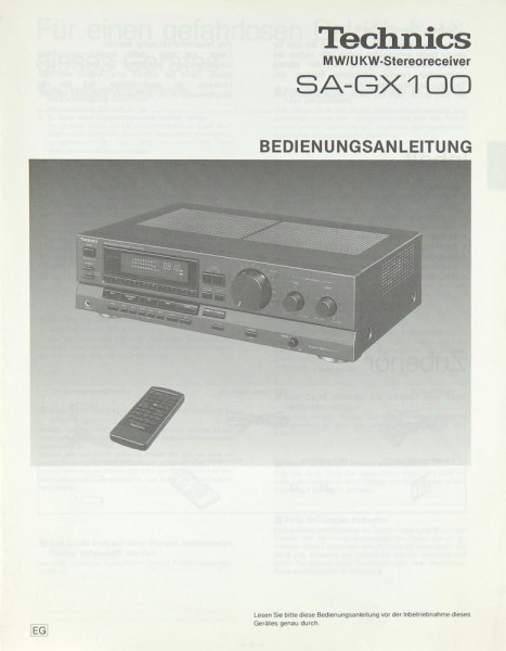 Technics SA-GX 100 Bedienungsanleitung