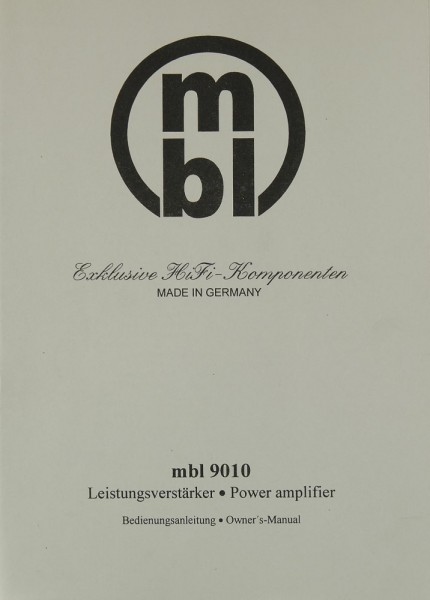 MBL MBL 9010 Bedienungsanleitung