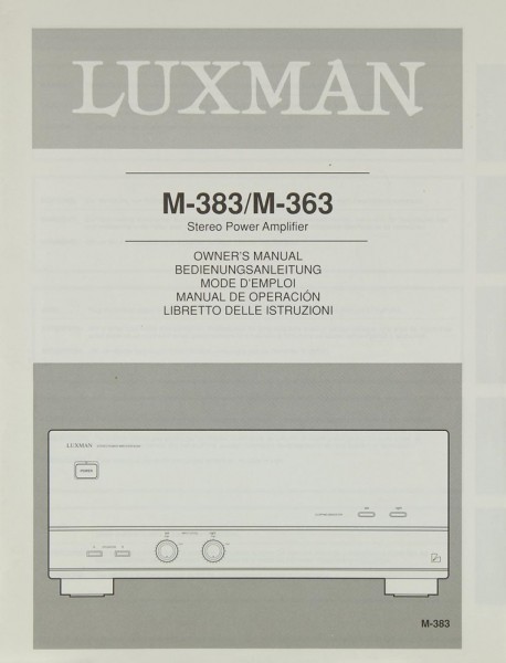 Luxman M-383 / M-363 Operating Instructions