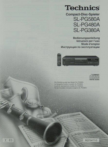 Technics SL-PG 580 A / SL-PG 480 A / SL-PG 380 A Bedienungsanleitung