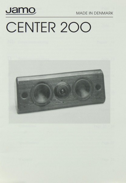 Jamo Center 200 Manual | Loudspeakers 