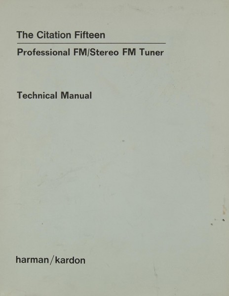 Harman / Kardon Citation 15 Schematics / Service Manual