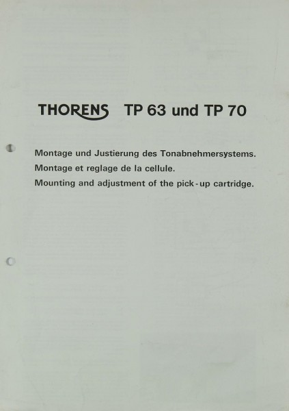 Thorens TP 63 / TP 70 Bedienungsanleitung