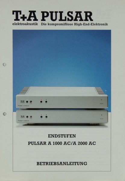 T + A Pulsar A 1000 AC / A 2000 AC Manual