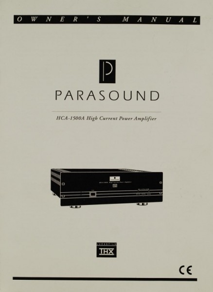 Parasound HCA-1500 A Owner&#039;s Manual