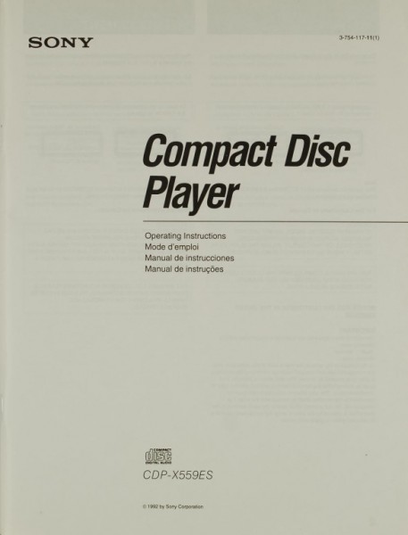 Sony CDP-X 559 ES Bedienungsanleitung