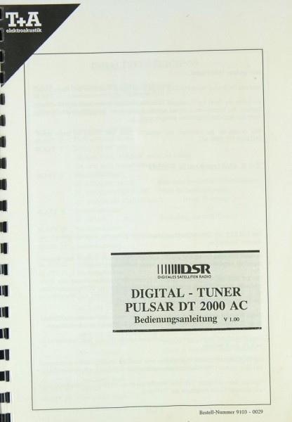 T + A PULSAR DT 2000 AC Operating Instructions