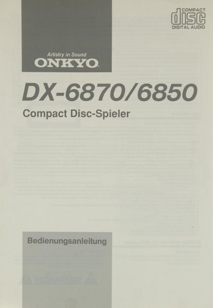 Onkyo DX-6870 / DX-6850 User Manual
