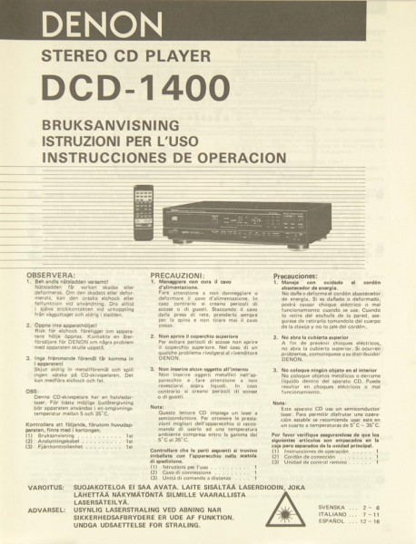 Denon DCD-1400 User Manual