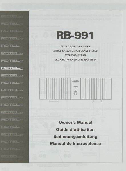 Rotel RB-991 Operating Instructions