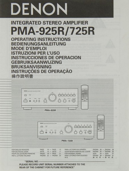 Denon PMA-925 R / 725 R Bedienungsanleitung