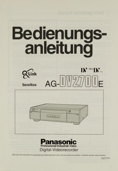 Panasonic AG-DV 2700 E Bedienungsanleitung