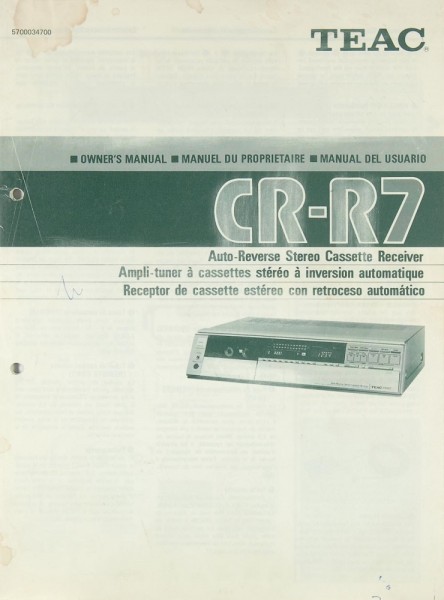 Teac CR-R 7 Operating Instructions